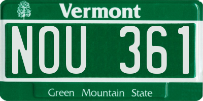VT license plate NOU361