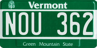 VT license plate NOU362
