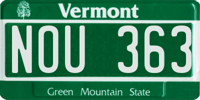 VT license plate NOU363