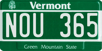 VT license plate NOU365