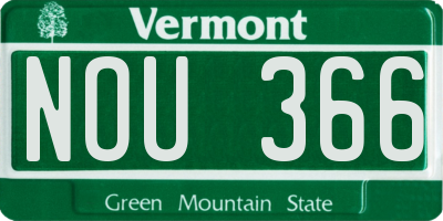 VT license plate NOU366