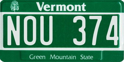 VT license plate NOU374
