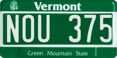 VT license plate NOU375