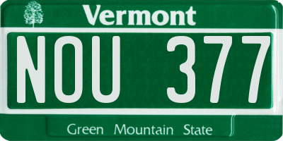 VT license plate NOU377