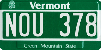 VT license plate NOU378