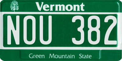 VT license plate NOU382