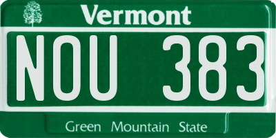 VT license plate NOU383