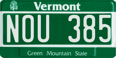 VT license plate NOU385