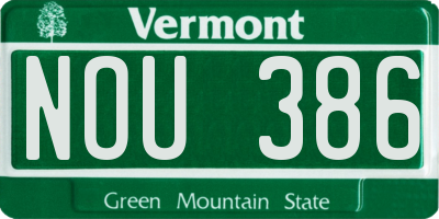 VT license plate NOU386