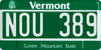 VT license plate NOU389