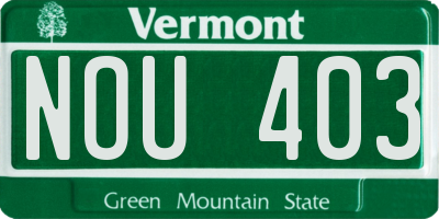 VT license plate NOU403