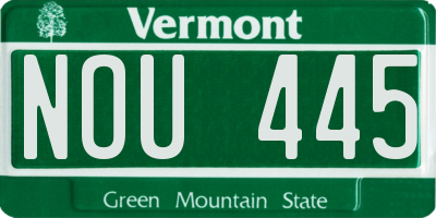 VT license plate NOU445