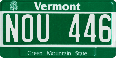 VT license plate NOU446
