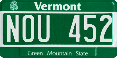 VT license plate NOU452