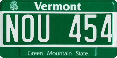 VT license plate NOU454