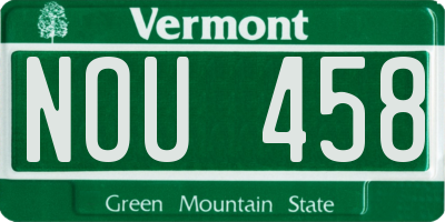 VT license plate NOU458