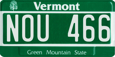 VT license plate NOU466