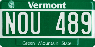 VT license plate NOU489