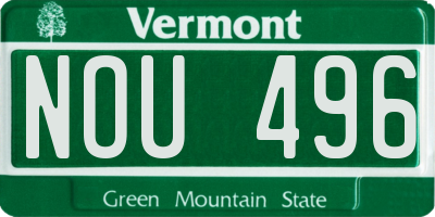 VT license plate NOU496