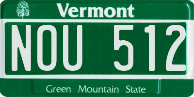 VT license plate NOU512