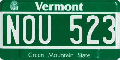 VT license plate NOU523