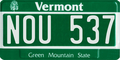 VT license plate NOU537