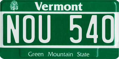 VT license plate NOU540