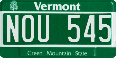 VT license plate NOU545