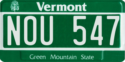 VT license plate NOU547