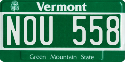 VT license plate NOU558