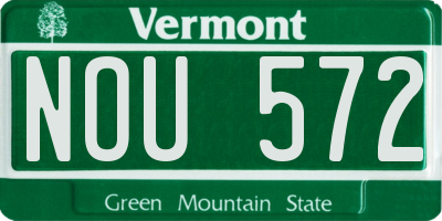 VT license plate NOU572