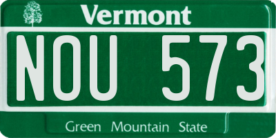 VT license plate NOU573