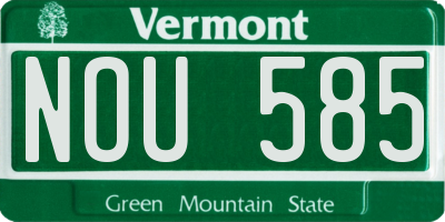 VT license plate NOU585