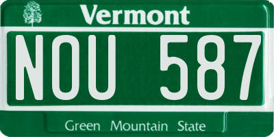 VT license plate NOU587