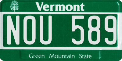 VT license plate NOU589