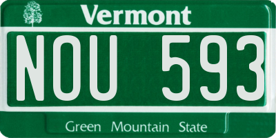 VT license plate NOU593