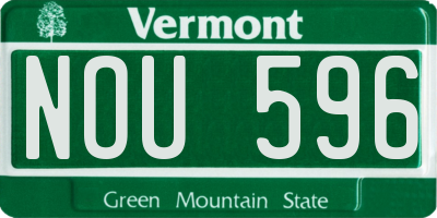 VT license plate NOU596