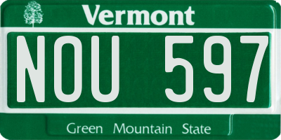 VT license plate NOU597