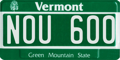 VT license plate NOU600