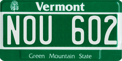 VT license plate NOU602