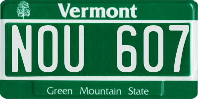 VT license plate NOU607
