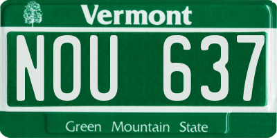 VT license plate NOU637