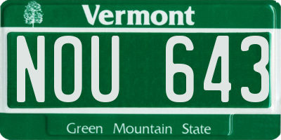 VT license plate NOU643