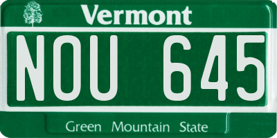 VT license plate NOU645