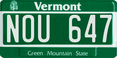 VT license plate NOU647