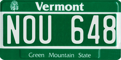 VT license plate NOU648