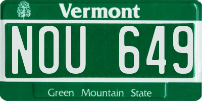 VT license plate NOU649
