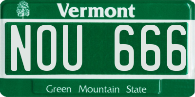 VT license plate NOU666