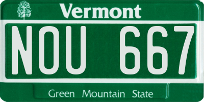 VT license plate NOU667