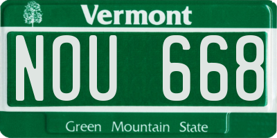 VT license plate NOU668